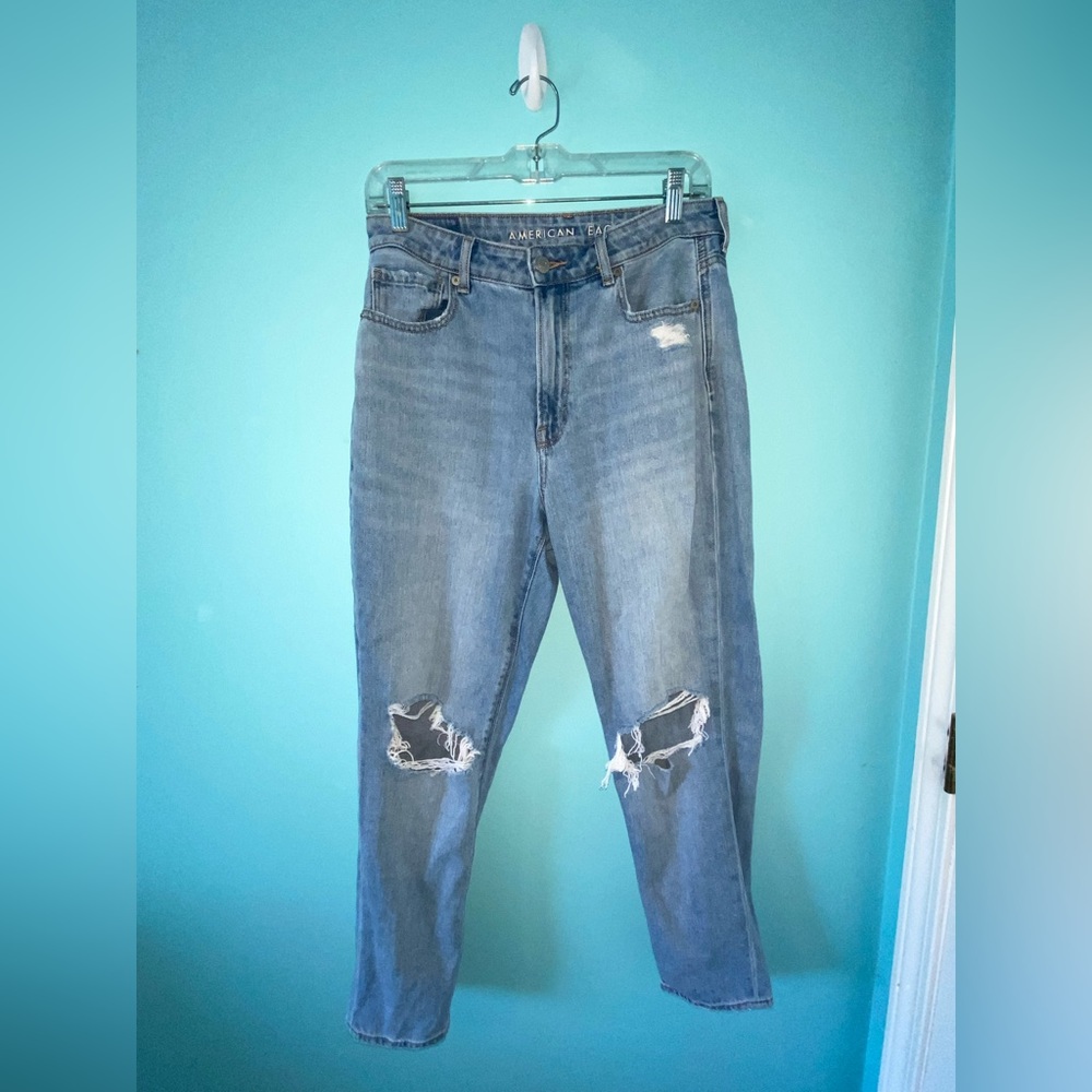 American Eagle distressed mom jeans